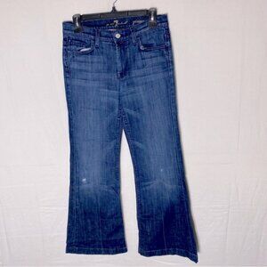 7 For All Mankind Ginger Blue Med Wash Mid Rise Wide Leg Flare Leg Jeans 27